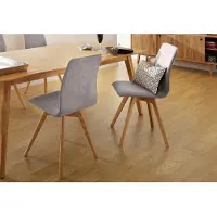 Otto Home Esszimmerstuhl "Rania", grau (grau, eichefarben), B:45cm H:91cm T:55cm, Luxus-Microfaser in Lederoptik (100% Polyester);Echtleder, Stühle, Esszimmerstuhl, Eiche, 2er/4er/6er-Set, Küchenstuhl