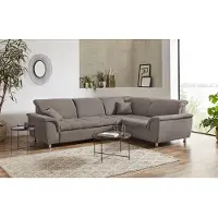 Domo Ecksofa "Franzi, zeitlos und elegant, moderne Sitzheftung, L-Form", grau (stone), B:267cm H:81cm T:214cm, Sofas, Ecksofa, wahlweise mit Kopfteilverstellung (dann Breite: 275 cm)