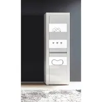Home affaire Vitrine "Carat", weiß (weiß, weiß hochglanz), B:66cm H:198cm T:35cm, Schränke, Vitrine, Höhe 198 cm, zwei Leisten angeliefert, 1 x grau, 1 x weiss