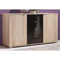 Priess Sideboard , schwarz (eichefarben, schwarz), B:123cm H:71cm T:38cm, Sideboards, Sideboard, Breite 123 cm