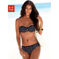 LASCANA Bügel-Bandeau-Bikini , Damen, Gr. 34, Cup B, schwarz-weiß (schwarz, weiß), Polyamid, bedruckt, Bikini-Sets Bügel-Bandeau-Bikini, mit Zier-Accessoires