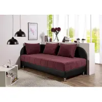 Maintal Polsterliege , rot (schwarz, beerenfarben), B:96cm L:206cm, Bezug: 100% Polyester. Seitenteile: 100% Kunstleder. Rückenteil: 100% Kunstleder, Komplettbetten, Polsterliege
