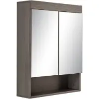 Welltime Spiegelschrank "Royan", braun (eichefarben rauchsilber), B:58cm H:18cm T:75cm, Schränke, Spiegelschrank, Spiegelschrank mit 2 Türen & 1 Fach - (B/T/H) 58/18/75 cm