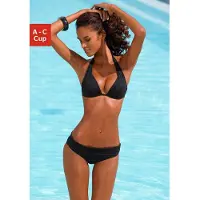 LASCANA Triangel-Bikini , Damen, Gr. 34, Cup B, schwarz, Polyamid, unifarben, Bikini-Sets Triangel-Bikini, im Nacken zu binden, wattierte Cups, mit eingearbeiteten Kissen