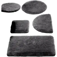 HEINE Teppich "Badgarnitur Badgarnitur", grau (anthrazit), B:47cm Ø:0cm, Teppiche, Teppich