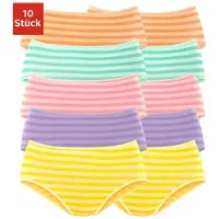 Petite fleur Hüftslip , Damen, Gr. 32/34, bunt (lila, gelb, grün, orange, rosa), Obermaterial: 95% Baumwolle, 5% Elasthan, gestreift, Unterhosen Hüftslip, aus elastischer Baumwolle, Topseller