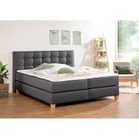 Home affaire Boxspringbett "Moulay", grau (anthrazit), B:194cm L:211cm, Komplettbetten, Boxspringbett, inkl. Topper, in 3 Härtegraden, TFK auch in Härtegrad 4