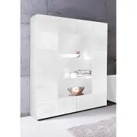 Inosign Vitrine "Miro", weiß (weiß hochglanz lack mit siebdruck), Schränke, Vitrine, Stauraumvitrine, Höhe 166 cm mit dekorativem Siebdruck