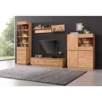 Home affaire Wohnwand , braun (eiche teilmassiv), Kastenmöbel-Sets, Wohnwand, bestehend aus zwei Vitrinen, Lowboard und Wandregal, FSC-zertifiziert