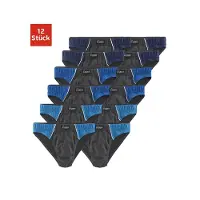 Le jogger Slip , Herren, Gr. 3, 12 Stk., Jersey, blau (anthrazit, blau), Jersey, Obermaterial: 100% Baumwolle, unifarben, körpernah, Unterhosen Slip, mit Farbhighlights, Topseller