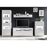 Home affaire Wohnwand "Carat", weiß (weiß, weiß hochglanz), B:302cm, Kastenmöbel-Sets, Wohnwand, wird jeweils mit zwei Leisten angeliefert, 1 x grau, 1 x weiss