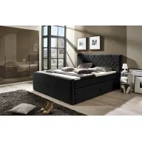 Home affaire Boxspringbett "Atlanta", schwarz, B:200cm L:221cm, Kunststoff, Massivholz, Stoff, Komplettbetten, Boxspringbett, inklusive Topper und Bettkasten