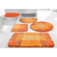 Otto Home Badematte "Pia, Badvorleger, Badezimmer Teppich" Gr. 8, orange (terra), H:20mm, Polyester, Badematten, Badematte, Badteppich, karierte Badematten, rechteckig, rund & als 3-tlg. Set