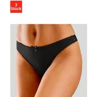 Petite fleur String , Damen, Gr. 32/34, 3 Stk., weiß (2xweiß, 1xschwarz), Microfaser, Obermaterial: 86% Polyamid, 14% Elasthan, körpernah, Unterhosen String, mit Spitze hinten