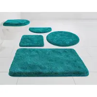 Grund Badematte "Melos, Badvorleger, Badezimmer Teppich, sehr weich" Gr. 51, blau (petrol), H:27mm, Kunstfaser, Badematten, Badematte, melierte Optik, sehr weicher Flor, Melange-Effekt, Made in Europe