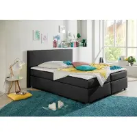 Home affaire Boxspringbett "Eliana", grau (anthrazit), B:187cm L:210cm, Komplettbetten, Boxspringbett, inkl. Topper, in 4 Breiten, 3 Matratzenarten und 2 Härtegraden