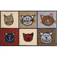 Wash & dry Fußmatte "Miau Miau" Gr. 2, bunt, B:50cm H:7mm L:75cm, Kunstfaser, BY KLEEN-TEX, Teppiche, Fußmatte, Schmutzfangmatte, Motiv Katzen, rutschhemmend, waschbar