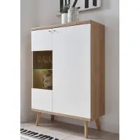 Home affaire Vitrine "Merle", weiß (eiche riviera nb, weiß matt), B:90cm H:134cm T:40cm, Holzwerkstoff, Schränke, Vitrine, Scandi Design, Höhe 134 cm