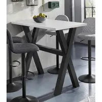 Mäusbacher Bartisch MÄUSBACHER, weiß (schwarzstahl, weiß matt lack, schwarzstahl), B:120cm H:105cm T:70cm, Tische, Bartisch, Gestell in X-Form (Breite 120, 140 oder 160 cm)