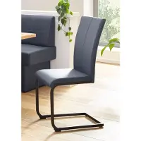 Home affaire Freischwinger "Nils", blau, B:42,5cm H:100cm T:60cm, Holzwerkstoff, Metall, Polyester, Stühle, Freischwinger, Stuhl belastbar bis 120 Kg, Gestell Metall im Chrom-Look oder Schwarz