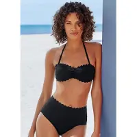 LASCANA Bandeau-Bikini-Top "Scallop", Damen, Gr. 32, Cup A/B, schwarz, Polyamid, unifarben, Bikini-Oberteile Bandeau-Bikini-Top, mit gelaserter Wellenkante