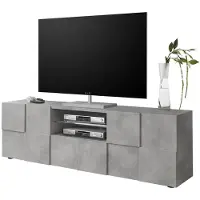 Home affaire Lowboard "Dama Breite 181 cm, TV-Board 2 Türen, 1 Schubkasten, TV-Schrank", grau (beton, optik), Sideboards, Lowboard, Front in 3D-Optik, viel Stauraum, verschiedene Farben