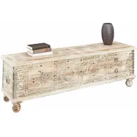 Otto Home Sitztruhe , weiß (antik cremeweiß), B:145cm H:45cm T:40cm, Massivholz, Sitzbänke, Sitztruhe