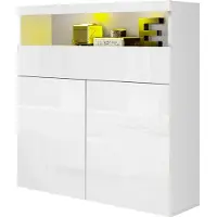 Inosign Highboard "Schrank, Hochschrank, Hochkommode", weiß (weiß, weiß hochglanz), B:100cm H:121,5cm T:40cm, Sideboards, Highboard, mit 2 Türen und 1 Schubkasten, Breite 100 cm, ohne Beleuchtung