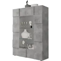 Home affaire Vitrine "Dama Höhe 166 cm, Breite 121 cm, Stauraumvitrine mit 2 Türen", grau (beton, optik), Schränke, Vitrine, Standvitrine - Front in 3D-Optik, viel Stauraum, verschiedene Farben