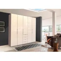Wiemann Kleiderschrank "Loft", beige (trüffeleichefarben, magnolie glas), B:250cm H:236cm T:58cm, Glas, Schränke, Kleiderschrank, Glasfront