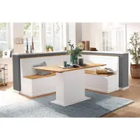 Otto Home Eckbank "Sara", weiß (weiß, honigfarben), B:200cm H:90cm T:53cm, FSC-zertifiziertes Massivholz, Sitzbänke, Eckbank, aus massivem Kiefernholz, Paneel Rückenlehne, zwei Breiten