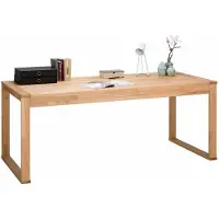 VOGL Möbelfabrik Schreibtisch VOGL MÖBELFABRIK "Toronto, Bürotisch, aus Massivholz, oder Echtholzfurnier", beige (kernbuche), B:180cm H:74cm T:80cm, Tische, Schreibtisch, In 2 Breiten, 180 cm und 140 cm