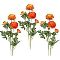 Creativ Green Kunstblume "Ranunkel", orange, H:40cm, Kunststoff, Polyester, Kunstpflanzen, Kunstblume, für schöne Arrangements wie Sträuße und Gestecke