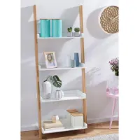 Zeller Leiterregal PRESENT, weiß (weiß, natur), B:55cm H:145cm T:30cm, Bambus, MDF, Regale, Leiterregal