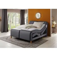 Home affaire Boxspringbett "Messina2", grau (fango), B:186cm L:240cm, Holzwerkstoff, Kunstleder, Massivholz, Komplettbetten, Boxspringbett, Liegekomfort elektrisch Verstellbar