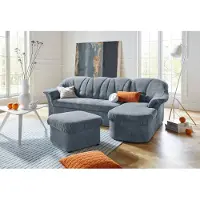 Domo Ecksofa "Pegnitz, elegante Rückensteppung, komfortabel, Breite 238cm, L-Form", grau, B:238cm H:82cm T:141cm, 95% Polyester, 5% Nylon, Sofas, Ecksofa, wahlweise mit Bettfunktion