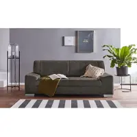 Domo 2,5-Sitzer "Anzio kubisches Design, flache Armlehnen, Breite 214cm", grau (dunkelgrau), B:214cm H:85cm T:93cm, Sofas, 2 5-Sitzer, Mit Federkern