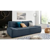 Domo 2,5-Sitzer "Cesena modern, elegant und zeitlos, komfortabel, flache Armlehnen", blau (dunkelblau), B:224cm H:81cm T:109cm, Sofas, 2 5-Sitzer, fester Sitzkomfort