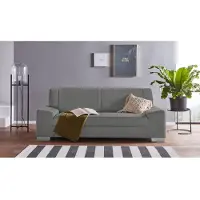 Domo 2,5-Sitzer "Anzio kubisches Design, flache Armlehnen, Breite 214cm", grau (steel, grau), B:214cm H:85cm T:93cm, Sofas, 2 5-Sitzer, Mit Federkern