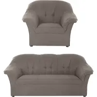 Domo Polstergarnitur "Pegnitz zeitlos und elegant", grau (stone), Struktur fein, 100% Polyester, Sitzmöbel-Sets, Polstergarnitur, Sessel und 3-Sitzer