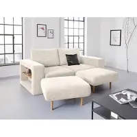 JOOP! 3-Sitzer "Looksvb", beige, B:212cm H:96cm T:107cm, LOOKS BY WOLFGANG JOOP, Sofas, 3-Sitzer, Verwandlungssofa: aus Sofa wird Sofa mit 2 Hockern, mit Regalfunktion