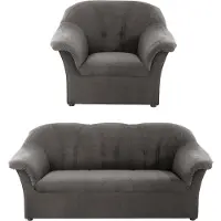 Domo Polstergarnitur "Pegnitz zeitlos und elegant", grau (stone), Chenille-Optik, 95% Polyester, 5% Nylon, Sitzmöbel-Sets, Polstergarnitur, Sessel und 3-Sitzer