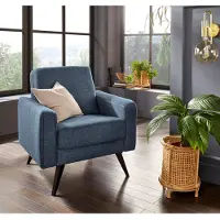Exxpo - Sofa Fashion Sessel "Samso, Loungesessel mit tollem Sitzkomfort", blau (denim), B:82cm H:87cm T:49cm, Sessel, Sessel, Komfortsitzhöhe 49cm