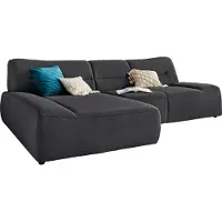 Domo Ecksofa "Cesena moderne Polsterecke mit flachen Armlehnen, L-Form", grau (anthrazit), B:288cm H:81cm T:175cm, Sofas, Ecksofa, fester Sitzkomfort, frei im Raum stellbar