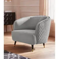 Home affaire Sessel "Oradea Cocktailsessel", grau (hellgrau), B:85cm H:78cm T:87cm, Samtoptik (100% Polyester), Sessel, Sessel, mit eleganter Steppung auf Rückseite der Rückenlehne