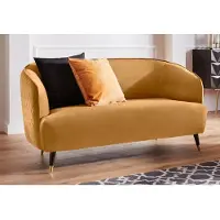 Home affaire 2-Sitzer "Oradea", gold, B:154cm H:78cm T:87cm, Samtoptik (100% Polyester), Sofas, 2-Sitzer, mit eleganter Steppung auf Rückseite der Rückenlehne