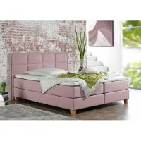 Home affaire Boxspringbett "Casey", rosa, B:191cm L:209cm, Struktur fein (100% Polyester), Komplettbetten, Boxspringbett, in 5 Breiten, 3 Ausführungen, 2 Härtegraden, Steppung, Topper