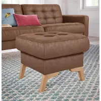 Exxpo - Sofa Fashion Hocker "Fiord kompakt und bequem, tolle Verarbeitungsdetails", braun (cognac), B:56cm H:45cm T:56cm, Webvelours (100% Polyester);Vintage (100% Polyester), Hocker, Hocker