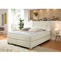 Home affaire Boxspringbett "Calloway", beige, B:148cm L:218cm, Komplettbetten, Boxspringbett, inkl. Topper, XXL-Ausführung, in 4 Farben, 5 Breiten, 3 Matratzenarten