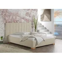 Maintal Polsterbett "Cueno", beige (creme), B:184cm L:210cm, Strukturstoff (100% Polyester), Betten, Polsterbett, mit und ohne Matratze in 2 Ausführungen, Steppung mit Knopfheftung